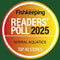 Badge for Fishkeeping Practical Readers' Poll 2025 on a green background