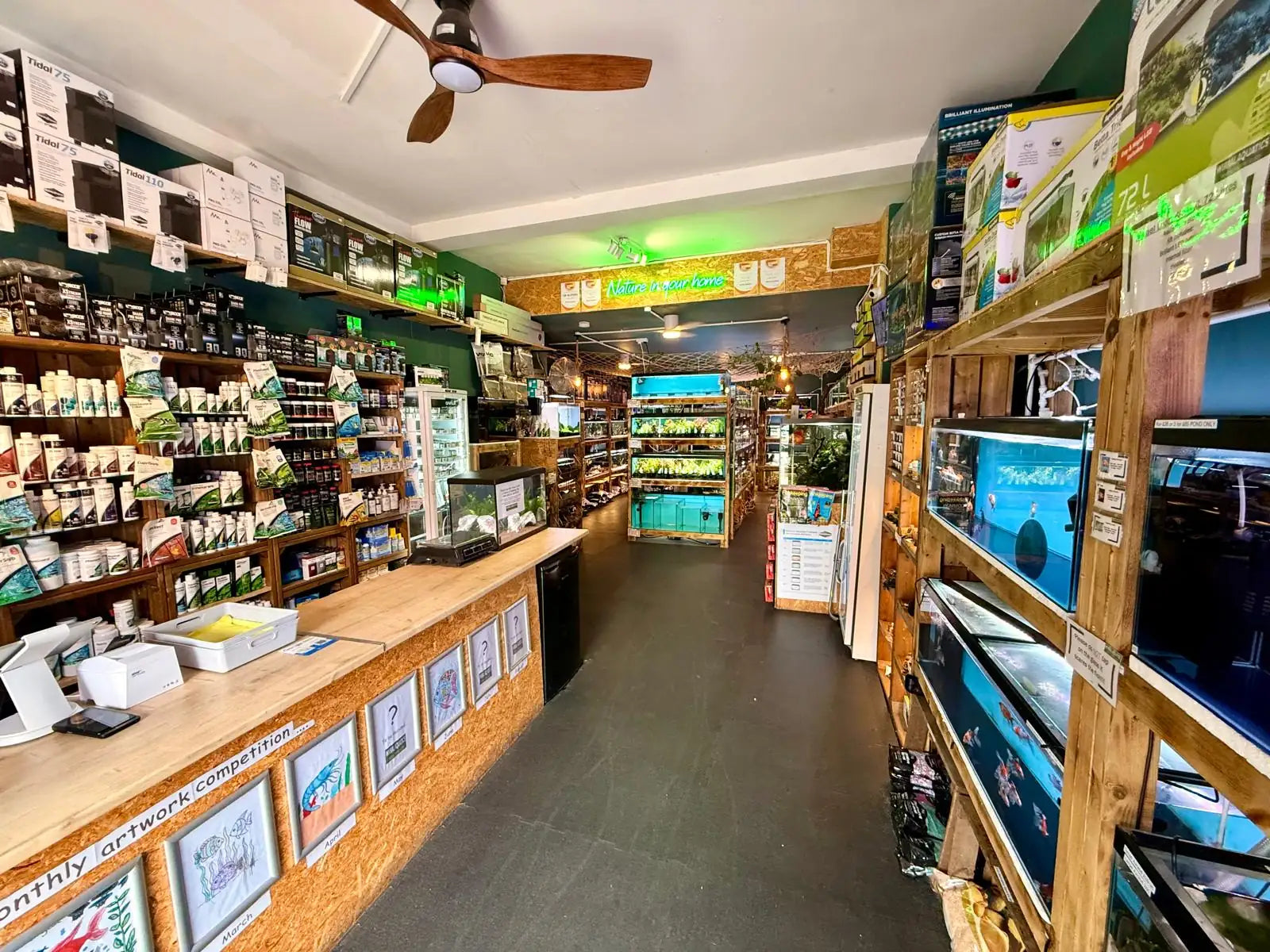 Inside the Wirral Aquatics aquarium store